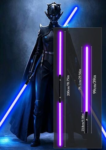 JvmuSaber [𝗦𝘁α𝗿-𝘄α𝗿𝘀] Double-Bladed Lightsaber Toy, RGB USB C Charge Light Saber, 2-in-1 Detachable Alloy Hilt, 12 Colors and 4 Modes & Sounds, for Kid and Adult Children's Day Gift (Black) in Kuwait