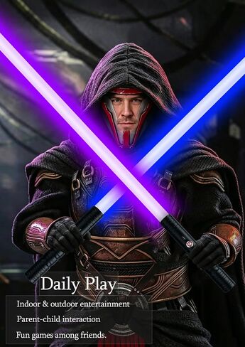 JvmuSaber [𝗦𝘁α𝗿-𝘄α𝗿𝘀] Double-Bladed Lightsaber Toy, RGB USB C Charge Light Saber, 2-in-1 Detachable Alloy Hilt, 12 Colors and 4 Modes & Sounds, for Kid and Adult Children's Day Gift (Black) in Kuwait