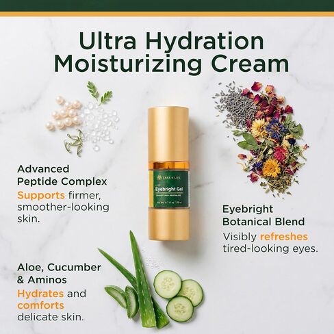 Tree of Life Anti-Aging Luxe Eyebright Eye Gel with Amino Acids and Hyaluronic Acid for Dark Circles and Puffiness, 0.5 Fl Oz in Kuwait