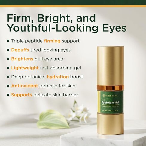 Tree of Life Anti-Aging Luxe Eyebright Eye Gel with Amino Acids and Hyaluronic Acid for Dark Circles and Puffiness, 0.5 Fl Oz in Kuwait