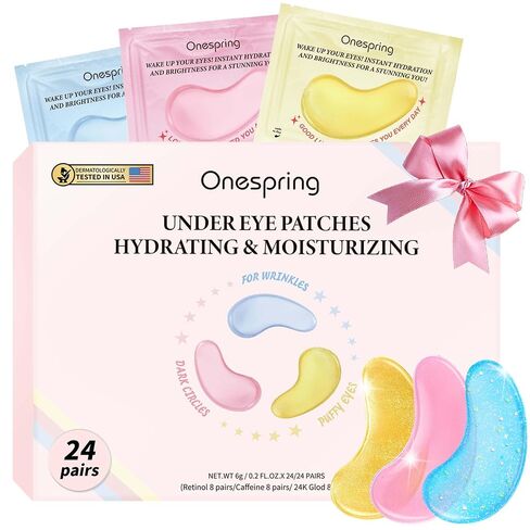 Onespring Under Eye Patches (24 Pairs) - Under Eye Mask, Eye Patches for Wrinkles, Puffy Eyes, Dark Circles, Eye Bags, Natural Collagen Eye Gels Pads, Under Eye Mask Patches for Beauty & Personal Care in Kuwait