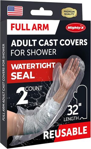 100% Waterproof Cast Cover Arm - [Tight Seal] - 2pk Reusable Full Size Adult Cast Covers for Shower Arm in Kuwait