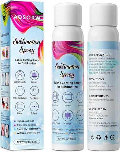 AOSORW Sublimation Spray for Cotton Shirts: Sublimation Coating Supplies for T-Shirts Canvas Polyester (6.76 oz / 200 mL) in Kuwait