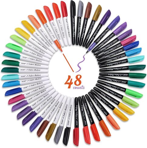 SELEAD 24 Fabric Markers Permanent for Clothes, Fine Tip Art Marker in Saudi Arabia