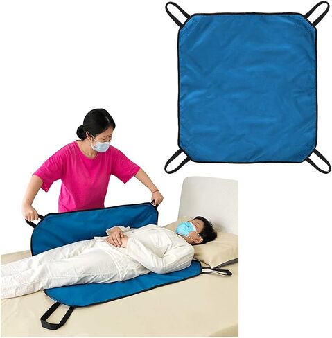 NEPPT Positioning Pad Draw Sheet Patient Transfer Board Lift Sheet Slide Protective Hospital Bed Mat with Handles for Incontinence, Bariatric, Elderly - Reusable & Washable (Blue-39" x 46") in Kuwait