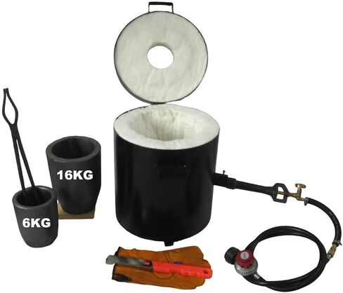 16KG(35LBs) Single Burner Gas Metal Melting Furnace Foundry2 Crucibles Tong Casting Mold Gas Forge in Kuwait