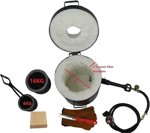 16KG(35LBs) Single Burner Gas Metal Melting Furnace Foundry2 Crucibles Tong Casting Mold Gas Forge in Kuwait
