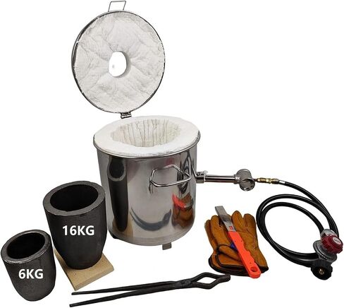 16KG(35LBs) Single Burner Gas Metal Melting Furnace Foundry2 Crucibles Tong Casting Mold Gas Forge in Kuwait