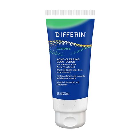Differin Body Scrub with Salicylic Acid Acne Clearing Improves Tone and Texture Prone Skin on Back Shoulders and Chest, 8 Oz (Packaging May Vary) in Kuwait
