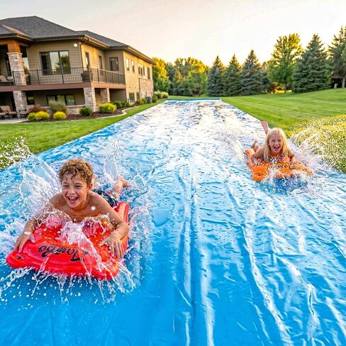 JAMBO 40FT x 7FT XL MEGA Water Slide, 2 Bodyboard Updated Model– Extra Long Extra Wide Slip Splash Slide for Kids, Heavy Duty Backyard Lawn Waterslide, Outdoor Water Toy, Splash Mat Splash Pad in Saudi Arabia