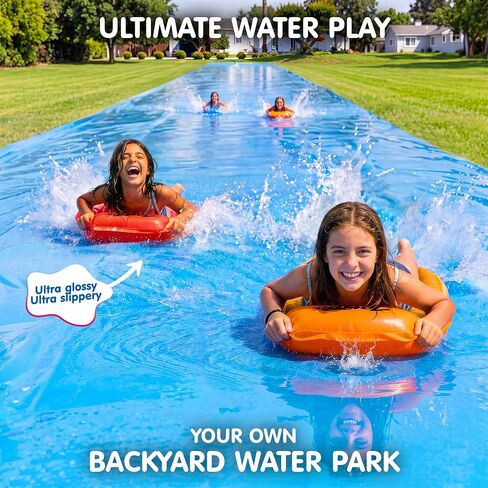 JAMBO 40FT x 7FT XL MEGA Water Slide, 2 Bodyboard Updated Model– Extra Long Extra Wide Slip Splash Slide for Kids, Heavy Duty Backyard Lawn Waterslide, Outdoor Water Toy, Splash Mat Splash Pad in Saudi Arabia