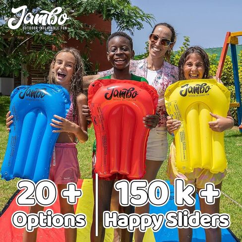 JAMBO 40FT x 7FT XL MEGA Water Slide, 2 Bodyboard Updated Model– Extra Long Extra Wide Slip Splash Slide for Kids, Heavy Duty Backyard Lawn Waterslide, Outdoor Water Toy, Splash Mat Splash Pad in Saudi Arabia