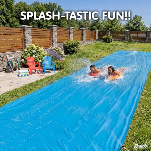 JAMBO 40FT x 7FT XL MEGA Water Slide, 2 Bodyboard Updated Model– Extra Long Extra Wide Slip Splash Slide for Kids, Heavy Duty Backyard Lawn Waterslide, Outdoor Water Toy, Splash Mat Splash Pad in Saudi Arabia