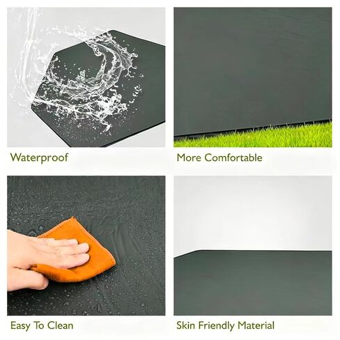 Hexagon Playpen Mat, Compatible with POP N GO Baby Playpen, 59 inch Self Inflating Playmat Pad, Baby Play Mat, Portable and Comfortable Play Yard Mat with Carry Case - Dark Grey in Kuwait