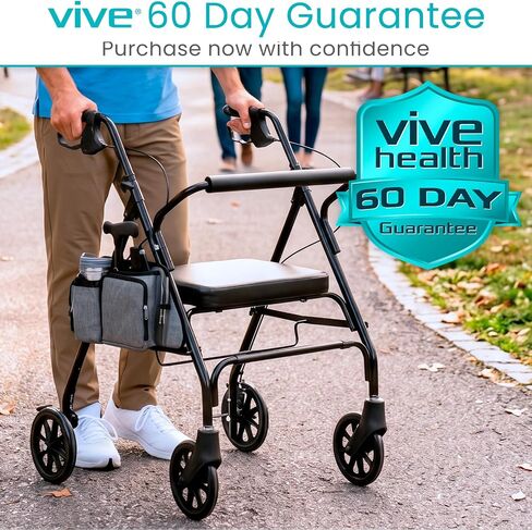 Vive Side Bag for Rollators, Wheelchairs, Walkers - Tote Organizer with Phone Pocket - Storage Travel Pouch - Small Hanging Stroller Accessories for Women, Men, Seniors - Non Slip Cup Holder in Kuwait