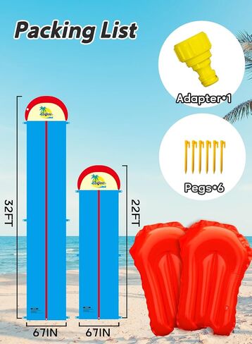 Spring Water 32FT Slip and Water Slide for Kids and Adults, Extra Long Heavy Duty Lawn Water Slides with Sprinklers, 2 Lane Slip Splash Slide with Inflatable Bodyboards, Summer Outdoor Backyard Toys in Saudi Arabia