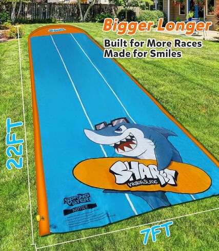 Spring Water Slip and Water Slide for Kids Backyard, 22ft*3 Racing Lanes Slip Water Slides with Sprinkler for Age 5-8 8-12, Summer Outdoor Water Toy with 3 Inflatable Bodyboards in Saudi Arabia