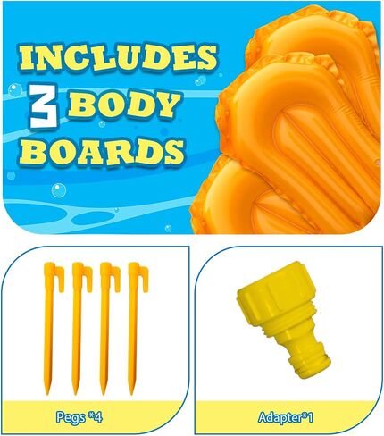 Spring Water Slip and Water Slide for Kids Backyard, 22ft*3 Racing Lanes Slip Water Slides with Sprinkler for Age 5-8 8-12, Summer Outdoor Water Toy with 3 Inflatable Bodyboards in Saudi Arabia