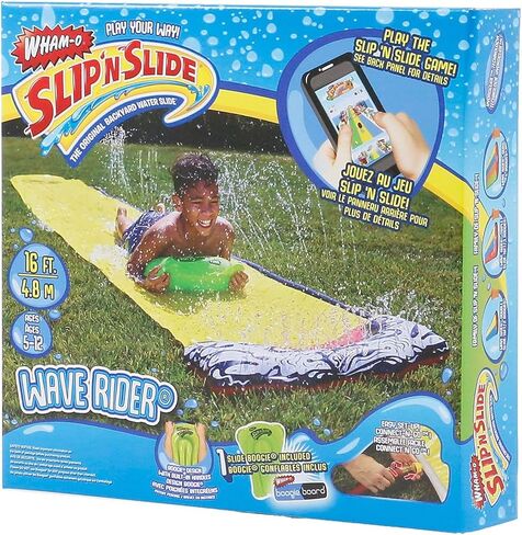 Wham-O Slip N Slide 18ft Double Lanes Water Slides with Splash Pool Area and 2 Bodyboards, Extra-Long Backyard Slides for Summer Outdoor Water Parties Activities in Saudi Arabia