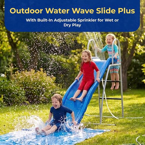 XDP Recreation 6 Foot Water Wave Slide with Built in Adjustable Sprinkler, Freestanding with Ground Pad and Hose Extension for Lawn Fun, Ages 3 to 8 in Saudi Arabia