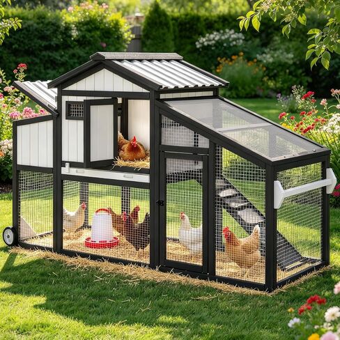 PetsCosset Portable Chicken Coop on Wheels, 2-Story Outdoor Hen House & Run in Saudi Arabia