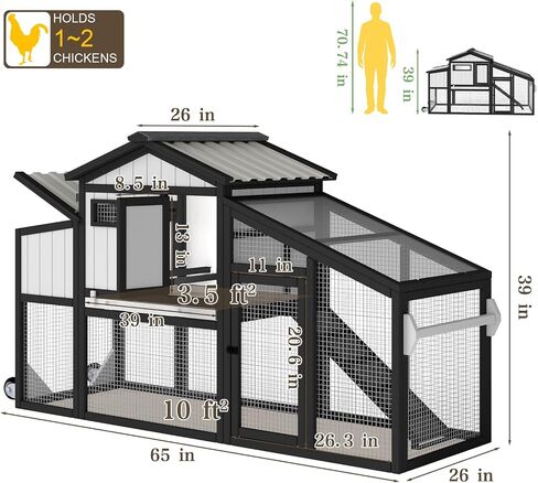 PetsCosset Portable Chicken Coop on Wheels, 2-Story Outdoor Hen House & Run in Saudi Arabia