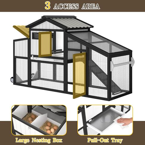PetsCosset Portable Chicken Coop on Wheels, 2-Story Outdoor Hen House & Run in Saudi Arabia