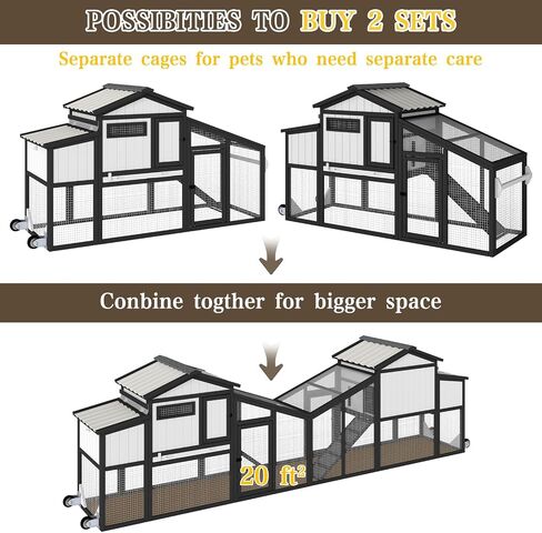 PetsCosset Portable Chicken Coop on Wheels, 2-Story Outdoor Hen House & Run in Saudi Arabia