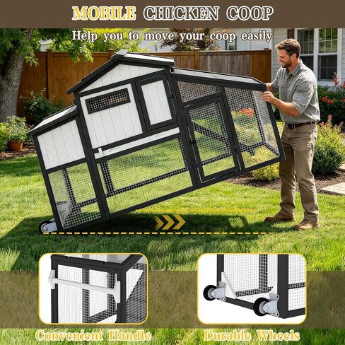 PetsCosset Portable Chicken Coop on Wheels, 2-Story Outdoor Hen House & Run in Saudi Arabia