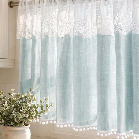 Valances for Windows 52x18 inch, Tie Up Printed Valances Green Leaf Rod Pocket for Kitchen Bathroom Bedroom(Green Flower, Cloth) in Saudi Arabia