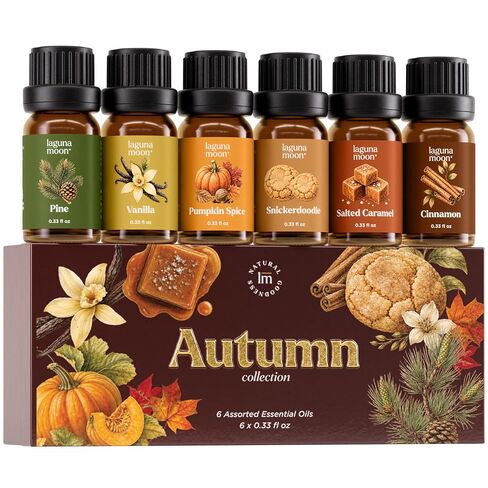 Essential Oils Set - Top 6 Organic Blends for Diffusers, Home Care, Candle Making, Fragrance, Aromatherapy, Humidifiers, Gifts - Peppermint, Tea Tree, Lavender, Eucalyptus, Lemongrass, Orange (10mL) in Kuwait
