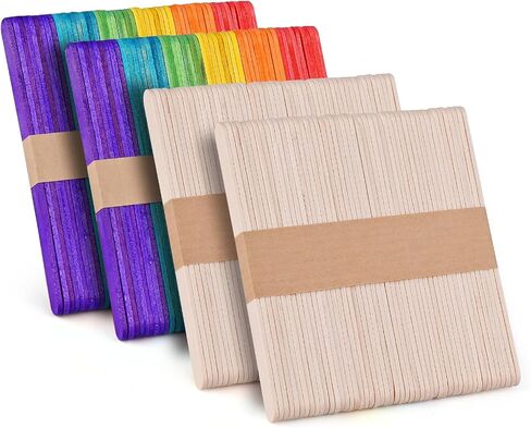 100 Piece Multicolor Jumbo Wooden Craft Sticks (6" x 3/4"), Large Popsicle Sticks for Waxing, Craft Project,Tongue Depressor,DIY Classroom Crafts,Woodcraft (Wood, Rainbow) in Saudi Arabia