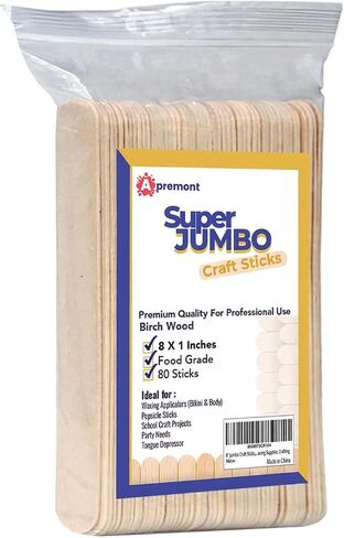 Apremont 8 Inch Jumbo Craft Sticks, 50 Pieces Wooden Popsicle Sticks for Crafts, DIY Art Projects, Classroom Supplies, School Project, Tongue Depressor, Birch Wood, Natural Unfinished Wood in Kuwait