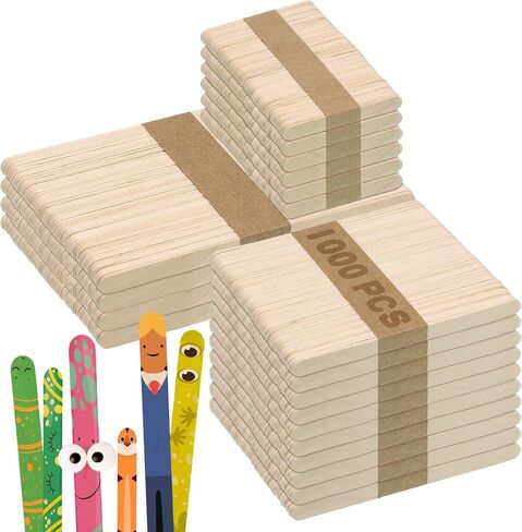 300PCS Popsicle Sticks for Craft, 3 Sizes 2.5",4.5",6" Natural Wooden Stick in Kuwait