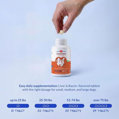 Turmeric for Dogs - Natural Anti-Inflammatory & Pain Relief, 120 ct in Kuwait