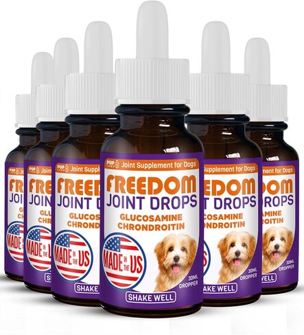Freedom Joint Drops for Dogs with Hyaluronic Acid, MSM, Glucosamine, & Chondroitin, All Natural Liquid Joint Supplement for Dogs for Pain Relief, Mobility and Hip Support, 30 ml Dropper in Saudi Arabia