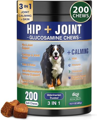 Hip and Joint Supplement for Dogs 200ct, Calming & Skin Support All dogs in Kuwait