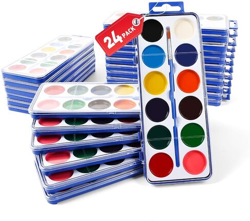 24 Pack Watercolor Paint Set Bulk for Kids, 12 Color Washable Water Colors in Saudi Arabia