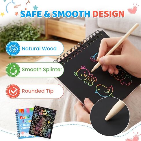 BURVAGY 48 Pack Scratch Rainbow Art Crafts Notebook for Kids Party Favors in Saudi Arabia