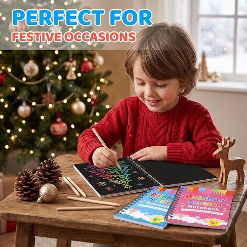 BURVAGY 48 Pack Scratch Rainbow Art Crafts Notebook for Kids Party Favors in Saudi Arabia