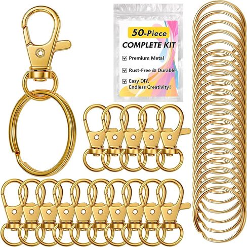 Bonison 50 PCS Keychain Making Kit, 25 Lobster Claw Clasps and 25 Key Rings in Saudi Arabia