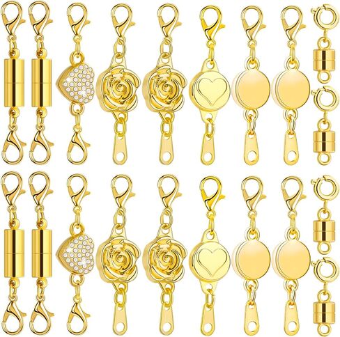 ROADPLUM 6 Styles 20 Pcs Magnetic Necklace Clasps, Extra Strong Magnets Jewelry Clasp, Magnetic Necklace Extender for Jewelry Connector Making, Easy to Use and Work Well for All Necklaces Bracelets in Saudi Arabia