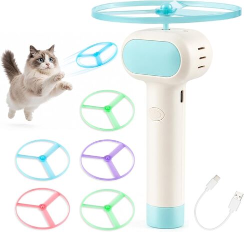 Cat Fetch Toy with Flying Disc Launcher, Rechargeable & Large-capacity in Saudi Arabia