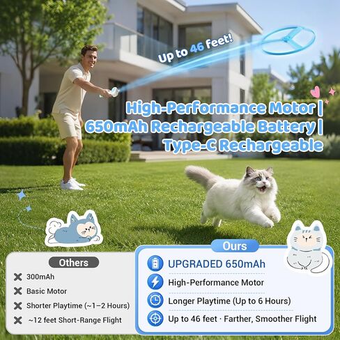 Cat Fetch Toy with Flying Disc Launcher, Rechargeable & Large-capacity in Saudi Arabia