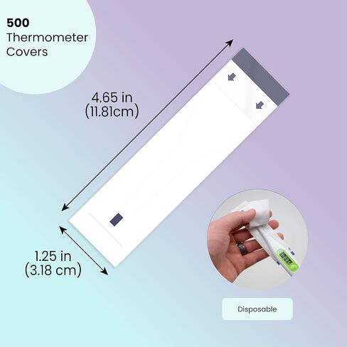 500 Pack Probe Covers for Oral & Digital Thermometer - Heavy Duty Disposable Sleeves for Safe & Sanitary Prevention of Cross-Contamination - Universal - Rectal Thermometer Covers in Kuwait