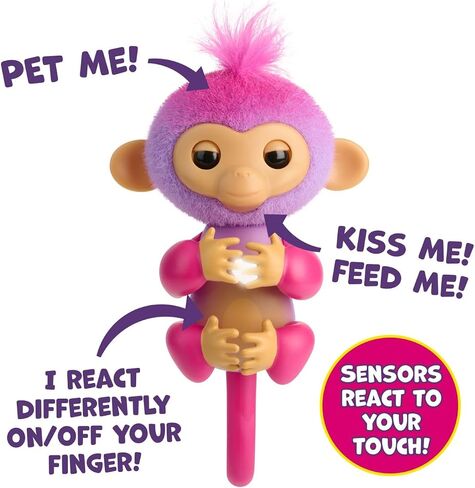 Fingerlings 2023 NEW Interactive Baby Monkey Reacts to Touch – 70+ Sounds & Reactions – Charli (Purple) in Kuwait
