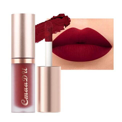 evpct CmaaDu 6Pcs Lipstick Matte Liquid Lipstick Lipgloss Set for Women, Dark Deep Bright Ruby Sexy Brick Red Mauve labiales mate 24 horas originales matte larga duracion 24 Hour Lipstick Long Lasting in Kuwait