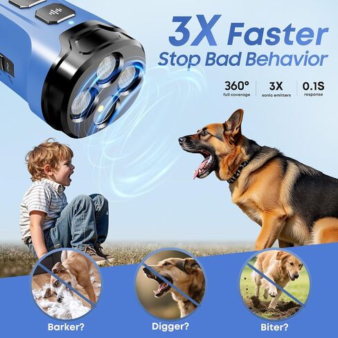 Dog Bark Deterrent Devices - Humane & Effective Training Dog, Stop No More Barking with 3X Ultrasonic Emitters (Blue) in Kuwait