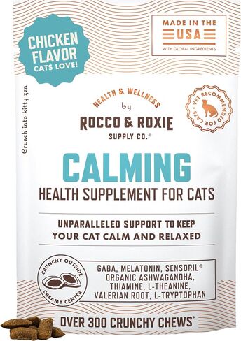 Rocco & Roxie Cat Calming Treats, Melatonin & Ashwagandha, Chews in Kuwait