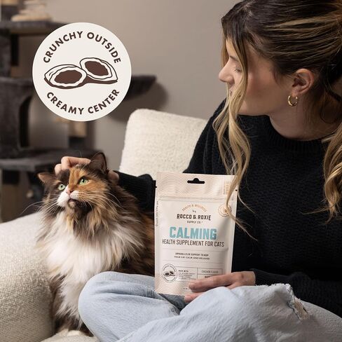 Rocco & Roxie Cat Calming Treats, Melatonin & Ashwagandha, Chews in Kuwait